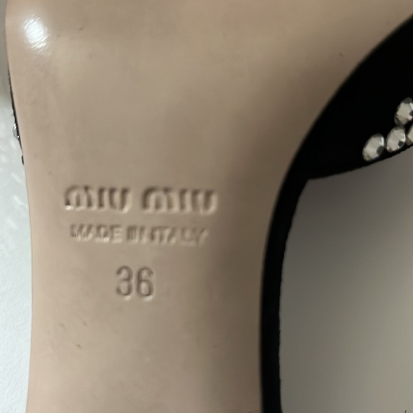 Miu Miu Women’s Crystal-Embellished Mid-Heel Mules Size 36/6 - Picture 6 of 8